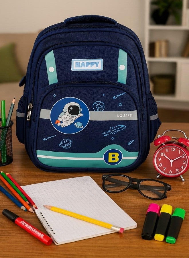 ZEVORA Kids Backpack - Cartoon Happy Astronaut Design (Dark Blue) Waterproof Shoulder Bag (Dark Blue, 13 inch) - Image 4